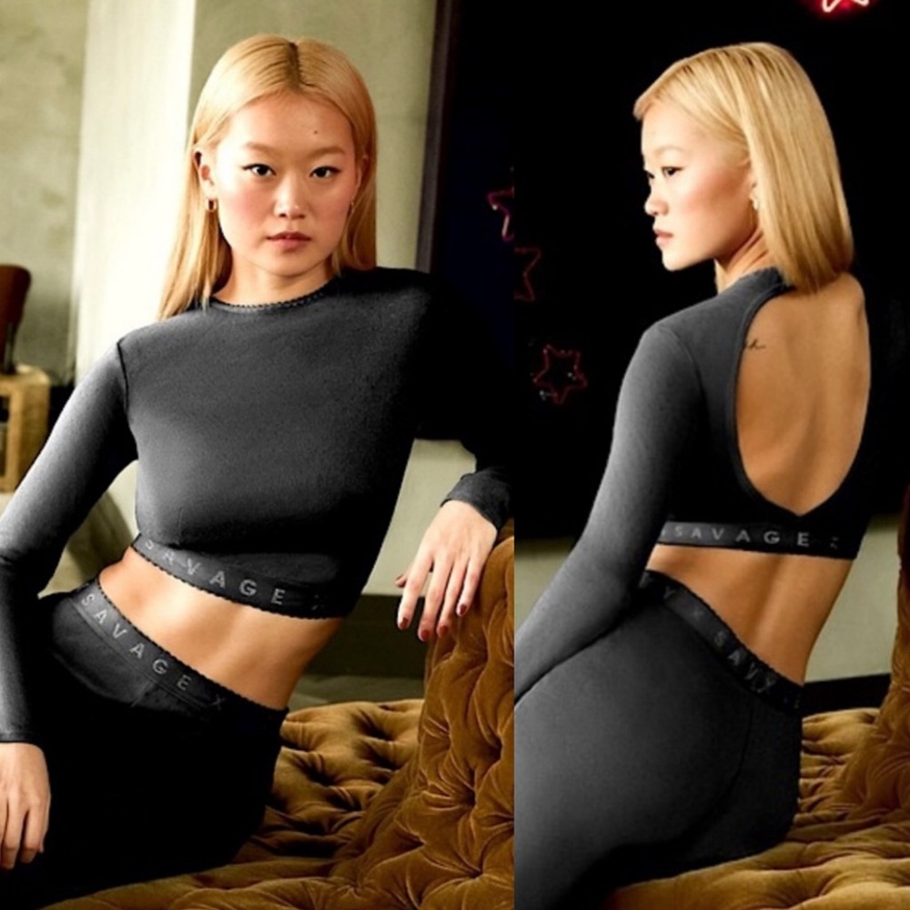 Savage X Fenty Cotton Jersey Open-Back Crop Top | M